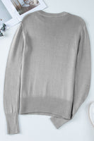 Ribbed Hem Round Neck Long Sleeve Sweater